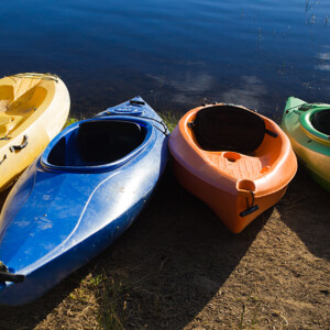 Kayaks on the shoreline